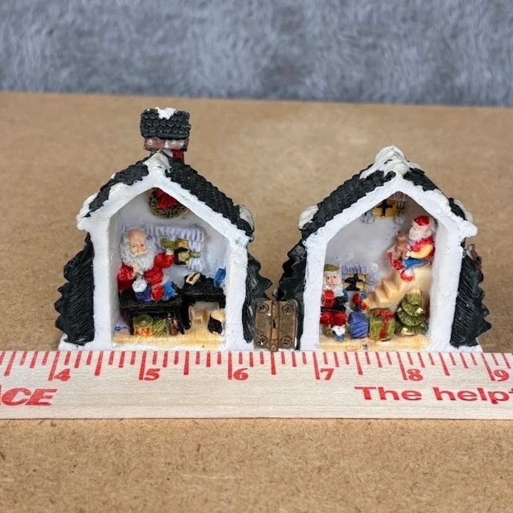 Carol Wright Gifts Miniature Hinged Christmas Santa Workshop Cottage Figurine